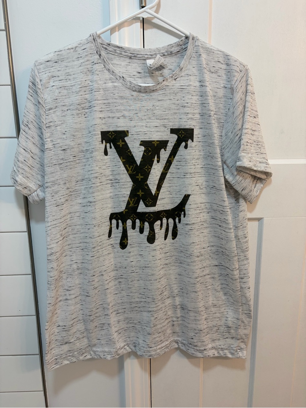 Bella Canvas louis vuitton Heathered Light Gray Speckled Crewneck Tee - Size M